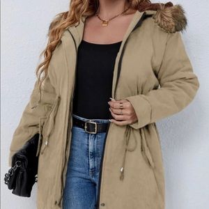 NEW- 3XL Beige w/ fur Winter Coat